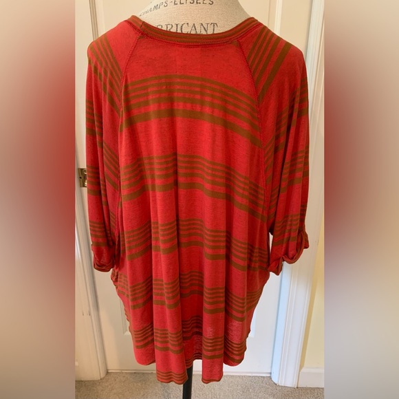 Free People Red Striped Dolman Sleeve T-shirt Size Small - Picture 2 of 3